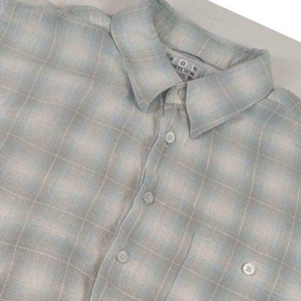 Ron Chereskin Mens XXL Blue Plaid Linen Blend Short Sleeve Button Down Shirt